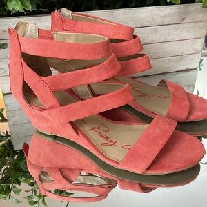 Coral suede heels size 8.5